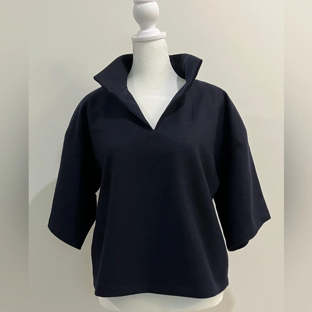 Agnes B. Wool blend Navy Top M - Picture 1 of 13